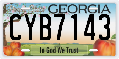 GA license plate CYB7143