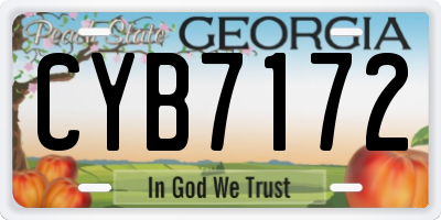 GA license plate CYB7172