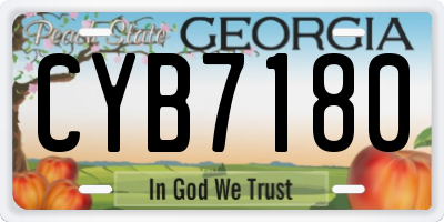 GA license plate CYB7180