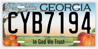 GA license plate CYB7194