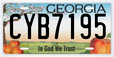 GA license plate CYB7195