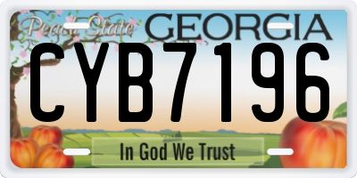 GA license plate CYB7196