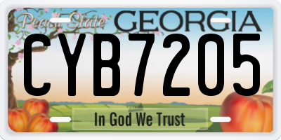 GA license plate CYB7205