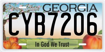 GA license plate CYB7206