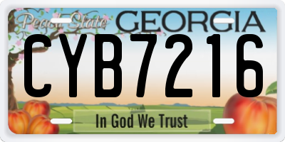 GA license plate CYB7216