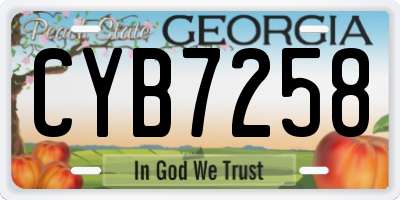 GA license plate CYB7258
