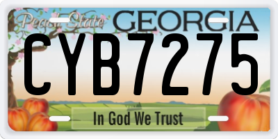 GA license plate CYB7275