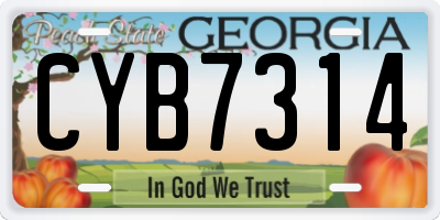 GA license plate CYB7314