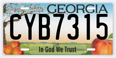 GA license plate CYB7315