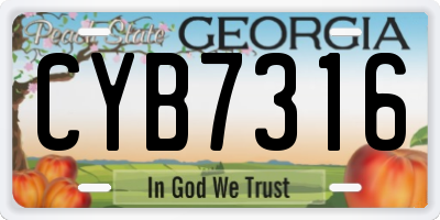 GA license plate CYB7316