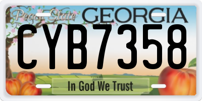 GA license plate CYB7358