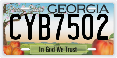 GA license plate CYB7502