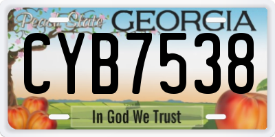 GA license plate CYB7538