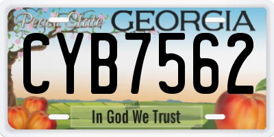 GA license plate CYB7562