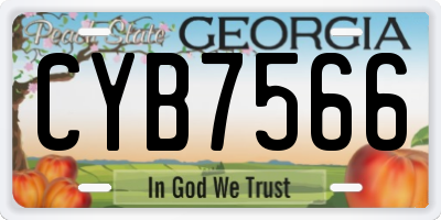GA license plate CYB7566