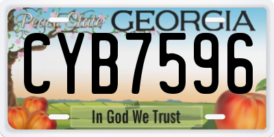 GA license plate CYB7596