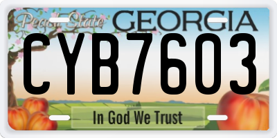 GA license plate CYB7603