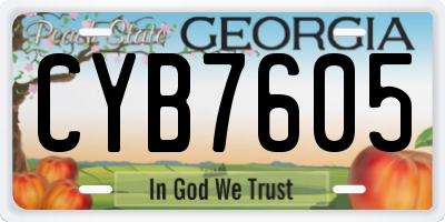 GA license plate CYB7605