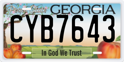 GA license plate CYB7643