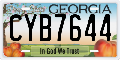 GA license plate CYB7644