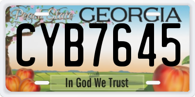 GA license plate CYB7645