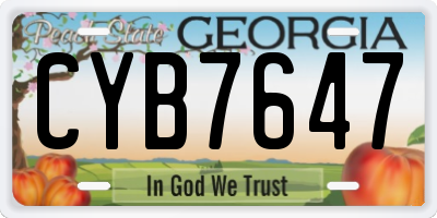 GA license plate CYB7647