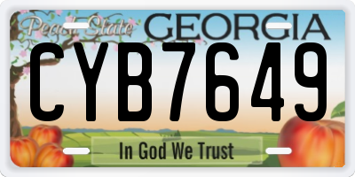 GA license plate CYB7649