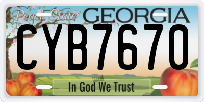 GA license plate CYB7670