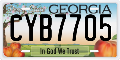 GA license plate CYB7705