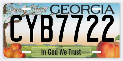 GA license plate CYB7722