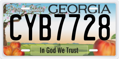 GA license plate CYB7728