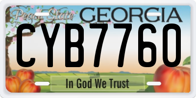 GA license plate CYB7760