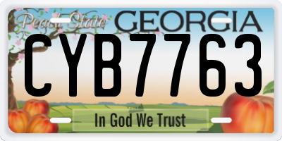 GA license plate CYB7763