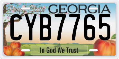 GA license plate CYB7765