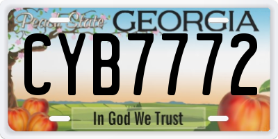GA license plate CYB7772