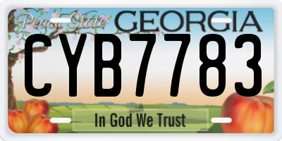 GA license plate CYB7783
