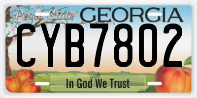 GA license plate CYB7802