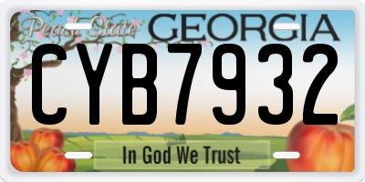 GA license plate CYB7932