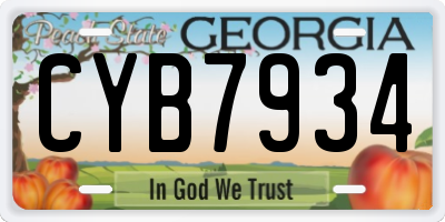 GA license plate CYB7934