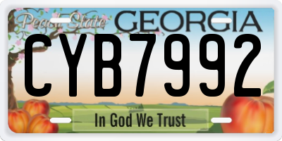 GA license plate CYB7992