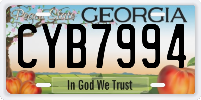 GA license plate CYB7994