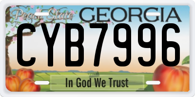 GA license plate CYB7996