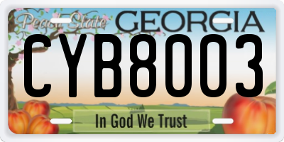 GA license plate CYB8003