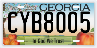 GA license plate CYB8005