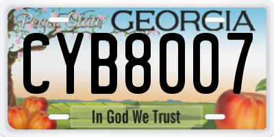 GA license plate CYB8007