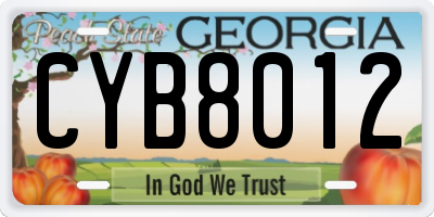 GA license plate CYB8012