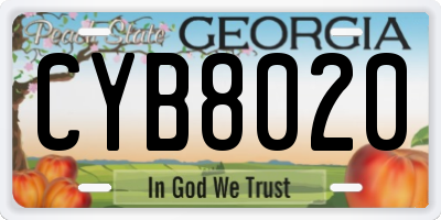 GA license plate CYB8020