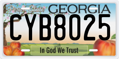 GA license plate CYB8025