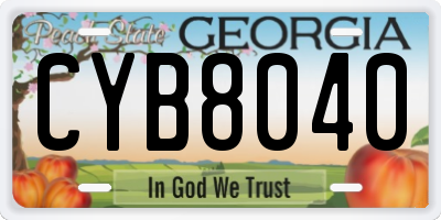 GA license plate CYB8040