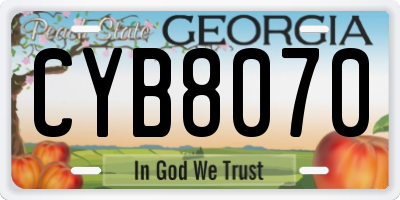 GA license plate CYB8070